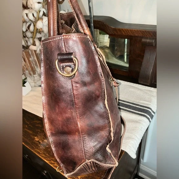 Bed Stu Leather Rockaway Shoulder Bag Crossbody Tote Teak Rustic MSRP  $345 - Picture 6 of 13